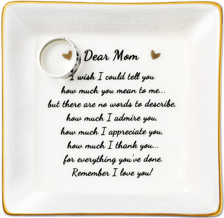 Gifts for Mom Birthday Unique from Daughter Ring Trinket Dish Tray Jewelry Ring Holder Mother'S Day Thanksgiving Day Christmas Gifts for Mama Mother