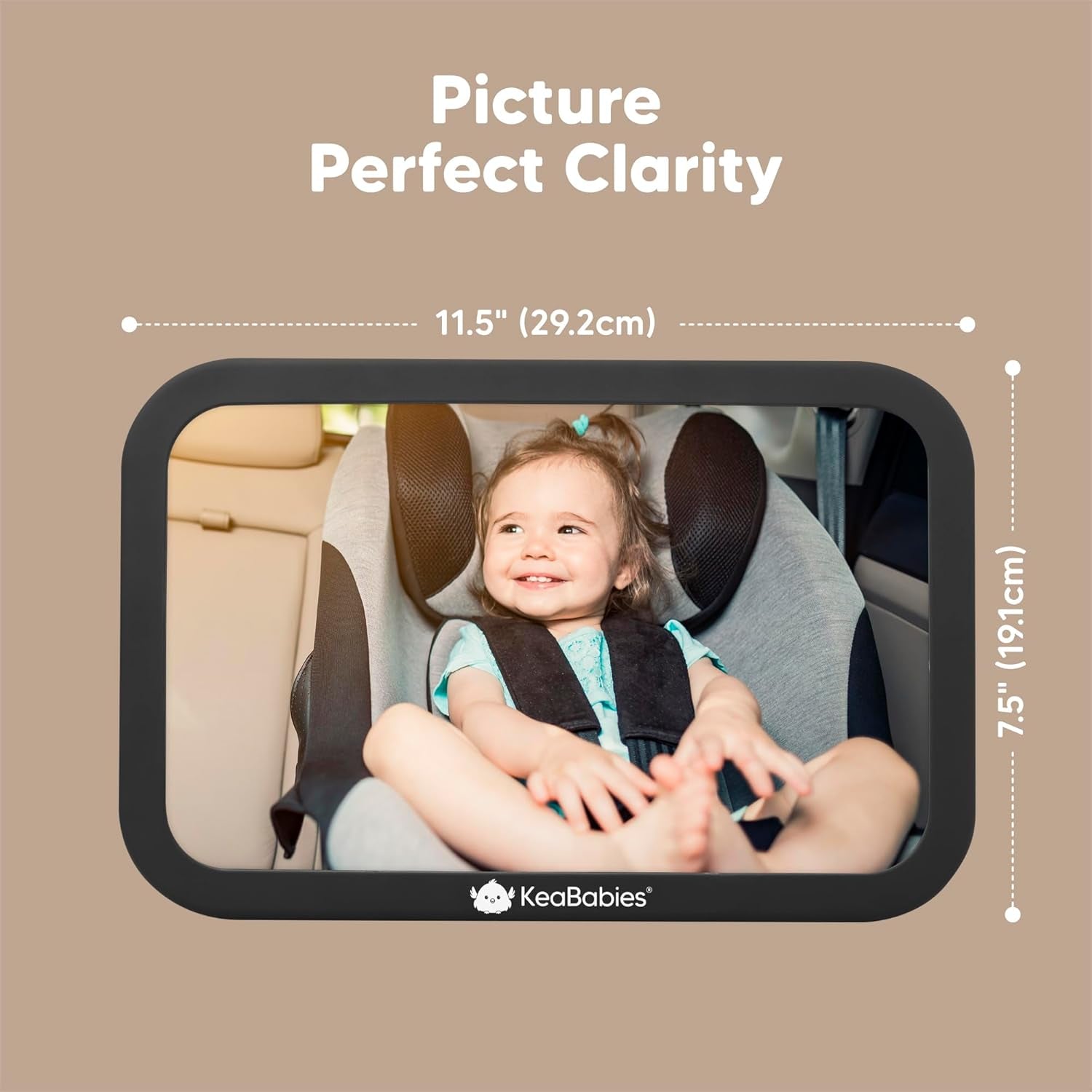 Large Shatterproof Baby Car Mirror - Safety Car Seat Mirror for Rear Facing Infant - Wide Shatterproof  Car Baby Mirror - Carseat Mirrors - Fully Assembled Baby Car Mirror (Matte Black)